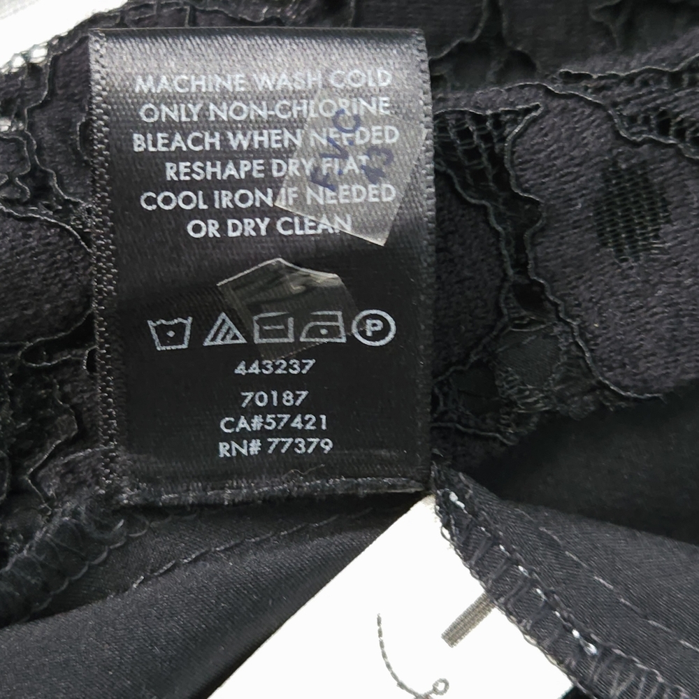 Ann Taylor Black Lace Illusion Shift Dress 4 Bell Sleeve Ruffle Shoulder New - Picture 7 of 10